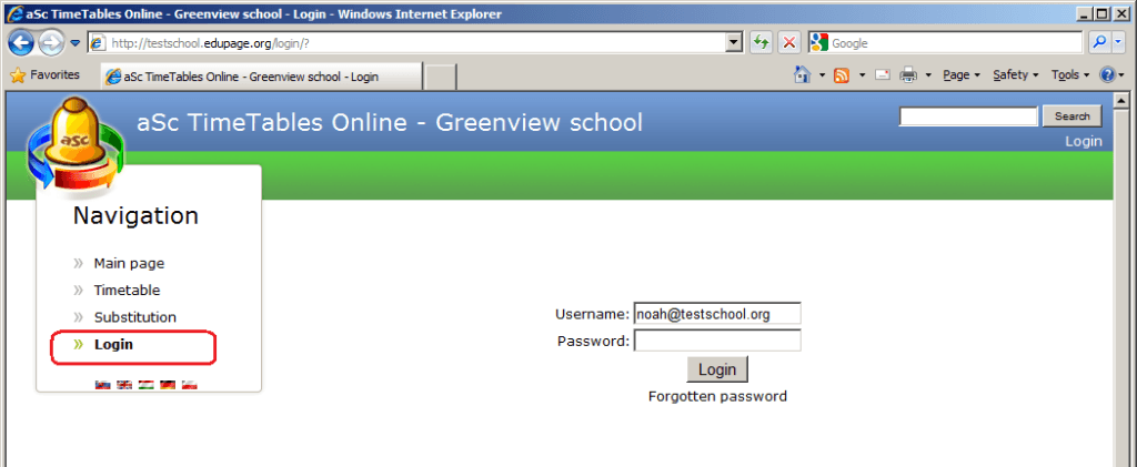class timetable on the ams veltech portal